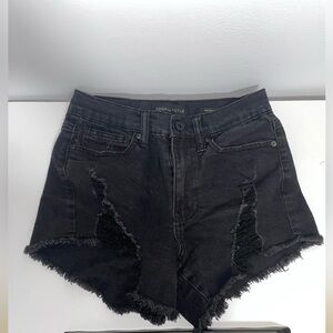 Ripped shorts, black denim, pre-owned, not even worn once.